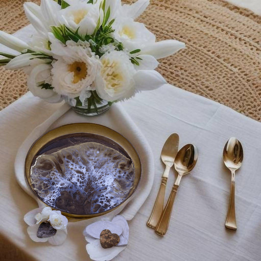 Glas Tablett Golden Wave