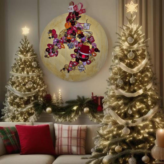 Festlicher Zauber - Weihnachtliches Bild mit roten Kugeln und Tannen